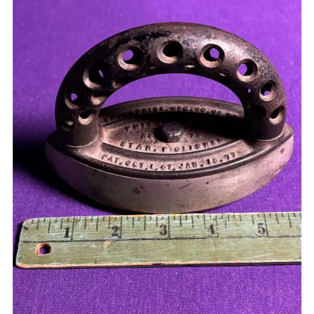 Antique Enterprise Mfg Co Star Polisher No. 77 Sad Iron 1877 Patent